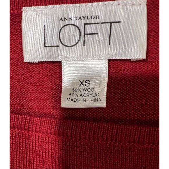 Ann Taylor Loft Red Wool Blend Sweater Top Blouse Short Sleeve Size XS - Picture 5 of 6